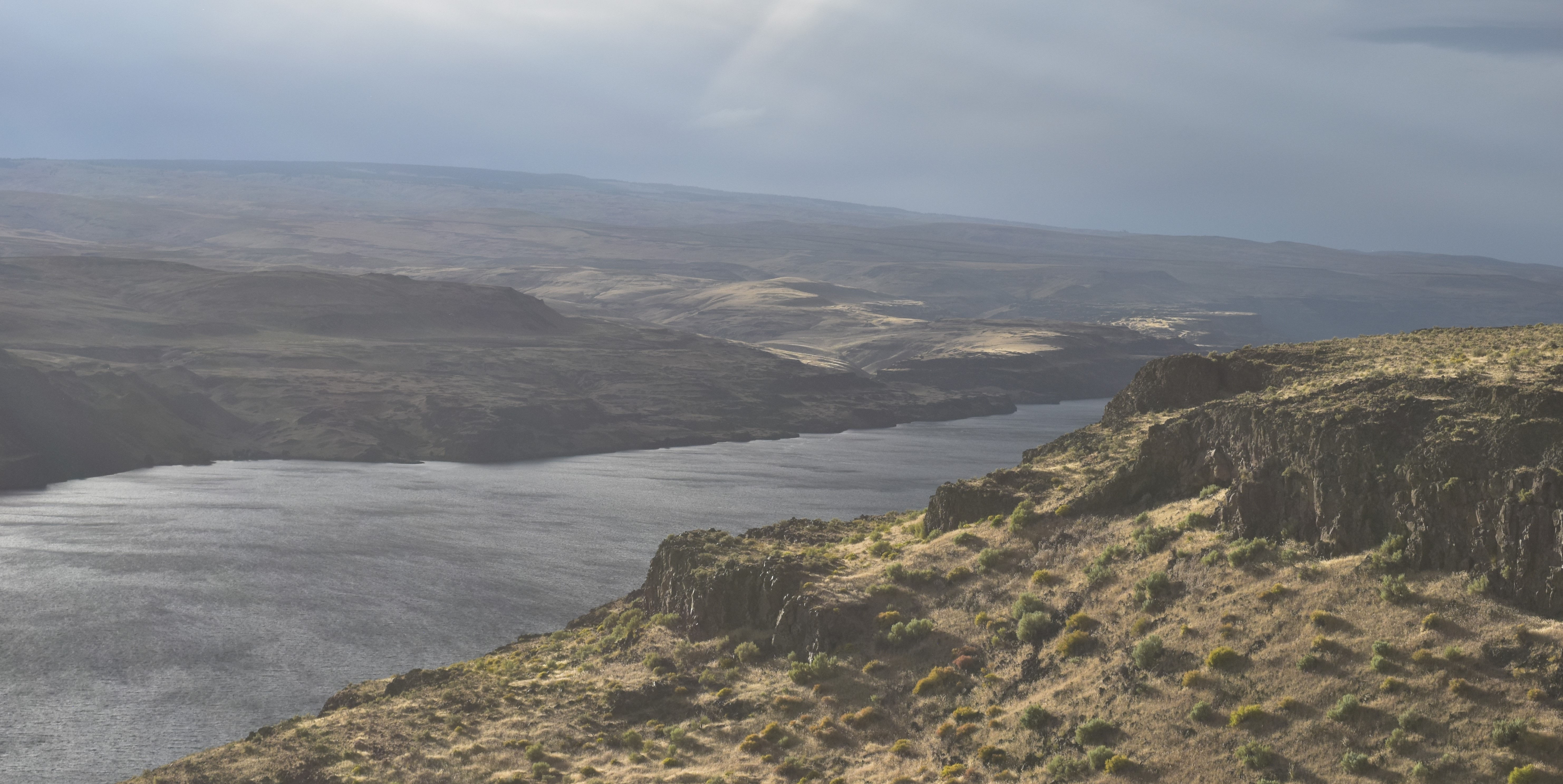 Columbia River Gorge at sunset at Scenic Overlook on I-90W WA