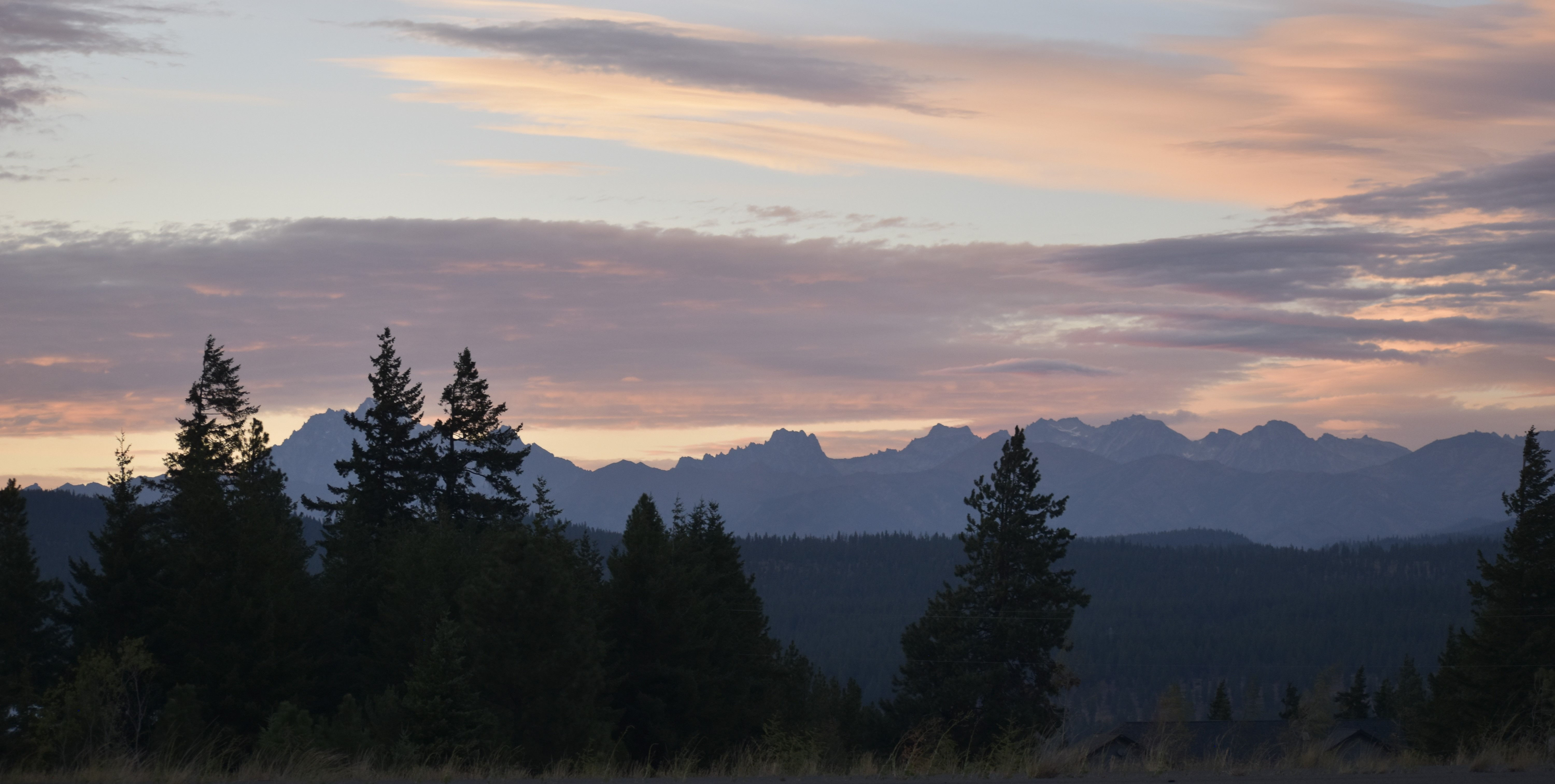 Stuart Mountain Range, WA, with clouds from Indian Hill Rest Area #8