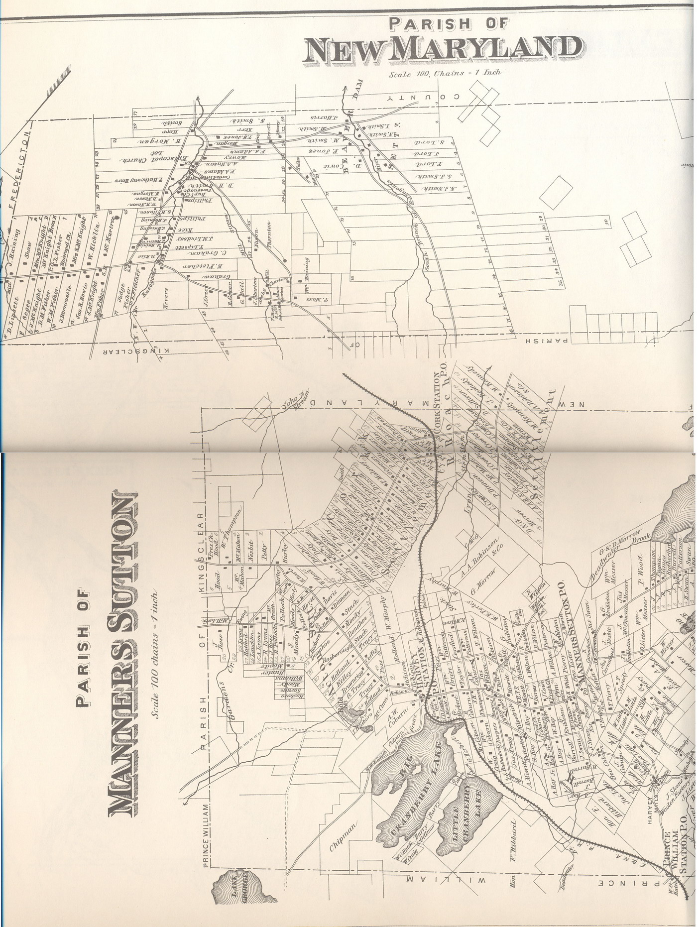 Harvey Maps New Brunswick Land Company and Settlement of Harvey and