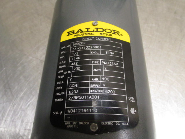Thumbnail: Baldor 590CD2 DC Direct Current Electric Motor 1140 RPM 1/2 HP 230v