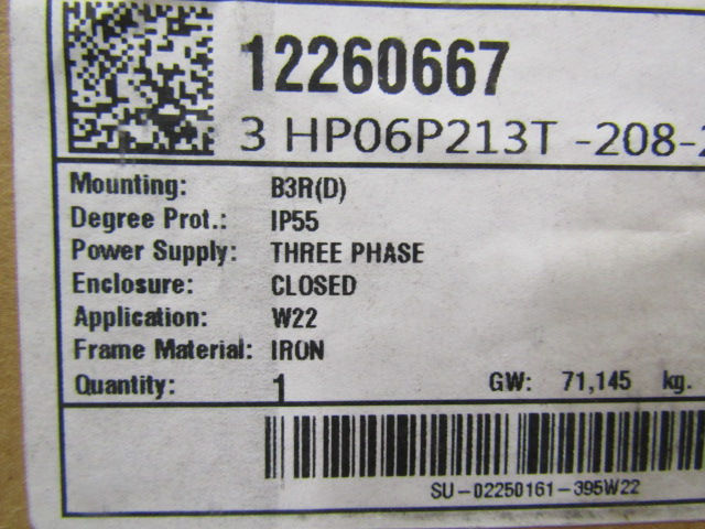 Thumbnail: WEG 12260667 Electric Motor 3 HP 208-230/460v Frame 213T Sullair 02250161-395W22
