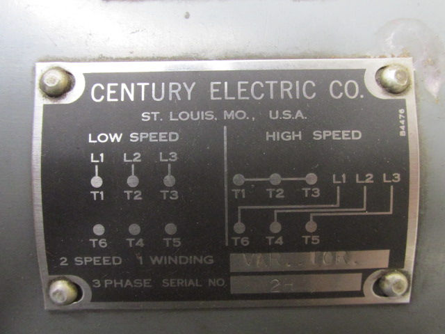 Thumbnail: Century SCM-213-FMA-6-305677-03 Electric Motor 1.5 HP 3 PH 1160/580 RPM 440v