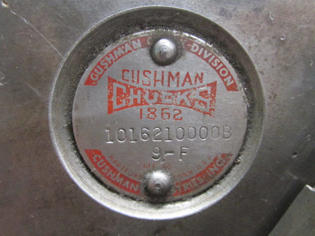Thumbnail: Cushman 9-F 10" Diameter 3 Jaw Self-Centering Chuck D1-6 Mount 1016210000B