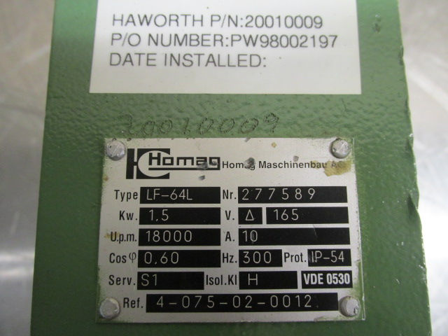 Thumbnail: Homag LF-64L Spindle Motor 2 HP 18,000 RPM