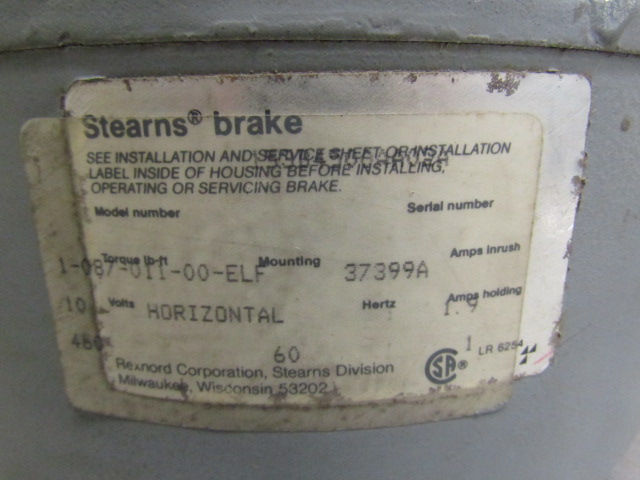 Thumbnail: Stearns Brake 1-087-011-00-ELF Electric Motor Brake 460v 10 lb-ft