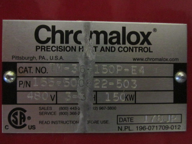 Thumbnail: Chromalox TM-36-150P-E4 Immersion Heater Heat Element 480v 3 PH 150 kw