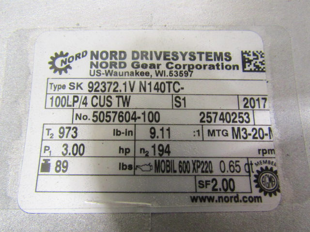 Thumbnail: Nord SK92372.1V N140TC-100LP/4-CUS-TW Gear Reduction Box Speed Reducer Gearbox