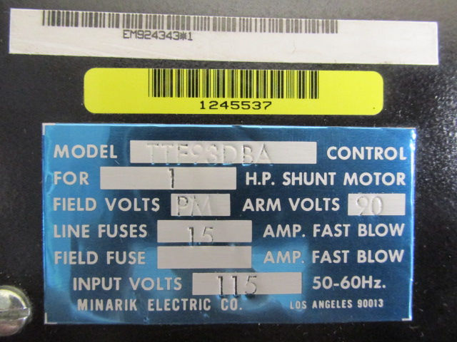 Thumbnail: Minarik TTF93DBA Motor Drive 1 HP Input 115v 1 PH Output 90 VDC