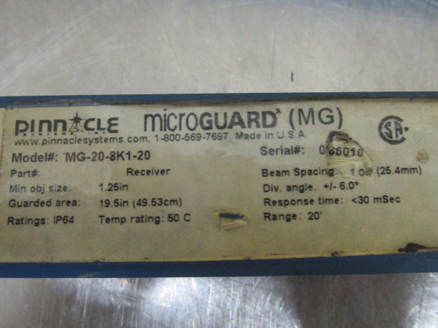 Thumbnail: Pinnacle MicroGuard MG-20-8K1-20 Light Curtain Emitter Receiver 19.5"