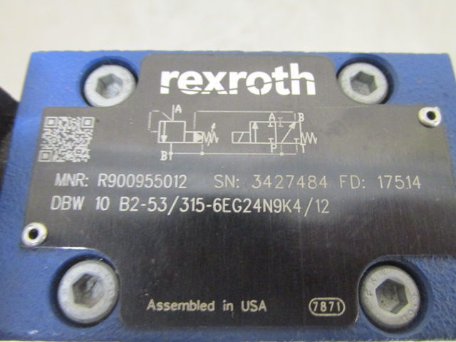 Thumbnail: Rexroth R900955012 Hydraulic Pressure Relief Valve DBW-10-B2-53/315-6EG24N9K4/12