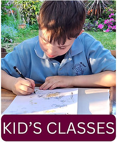 Child creating art outside