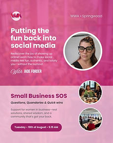 Jade Forder speaking at Women With Altitude "Putting the fun back into social media" Aug 2025