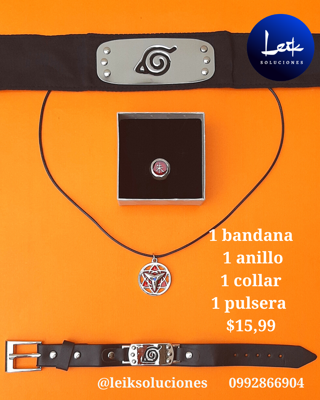 Combo de Bandana, anillo, collar y pulsera