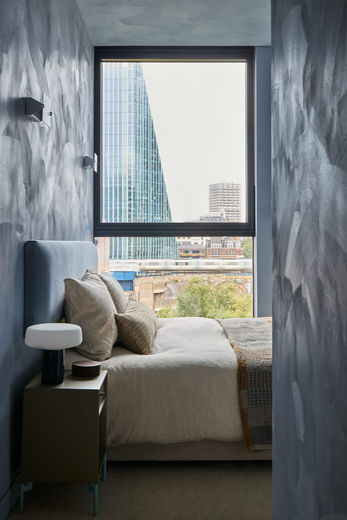 Contemporary bedroom interior designed by Kinder Design for a modern London apartment renovation