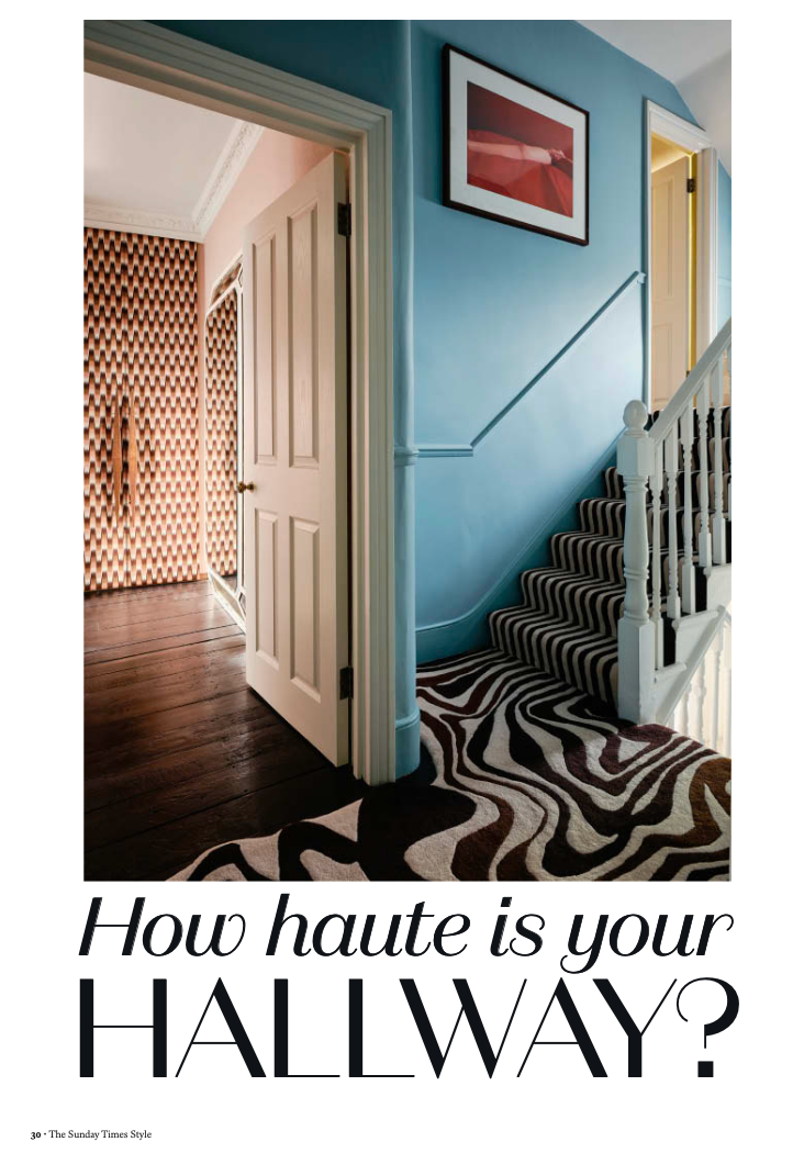 We were delighted that the vibrant small hallway in our Bankside project was included in The Sunday Times round up of haute hallways (December 2024)