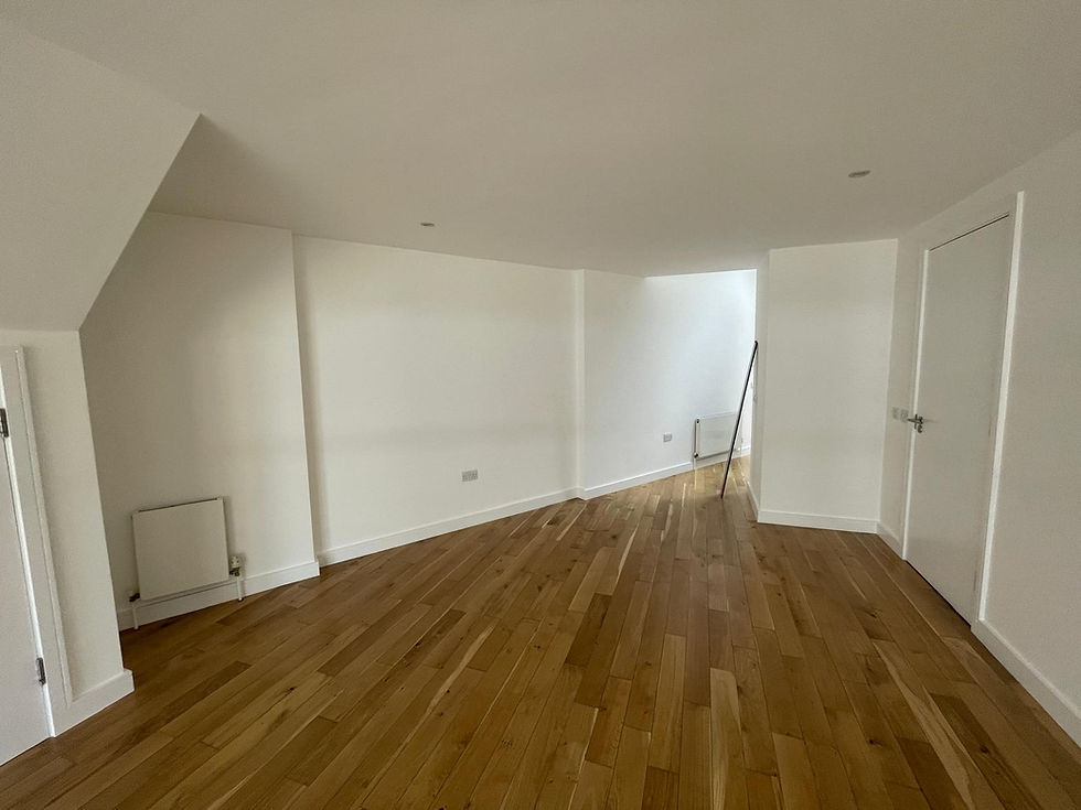 The new home was an empty white box that had interesting angles to work with