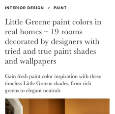 Homes & Gardens feature highlighting a Kinder Design residential interior project showcasing Little Greene paint colours, layered contemporary interiors and warm natural materials within a South London family home.