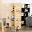Thumbnail: 4 Panel Folding Room Divider Screen with 3 Display Shelves-Brown