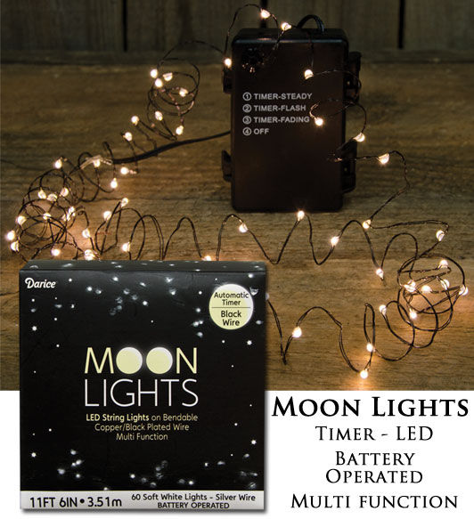 MoonLights 60 ct - Battery Operated - Black Wire