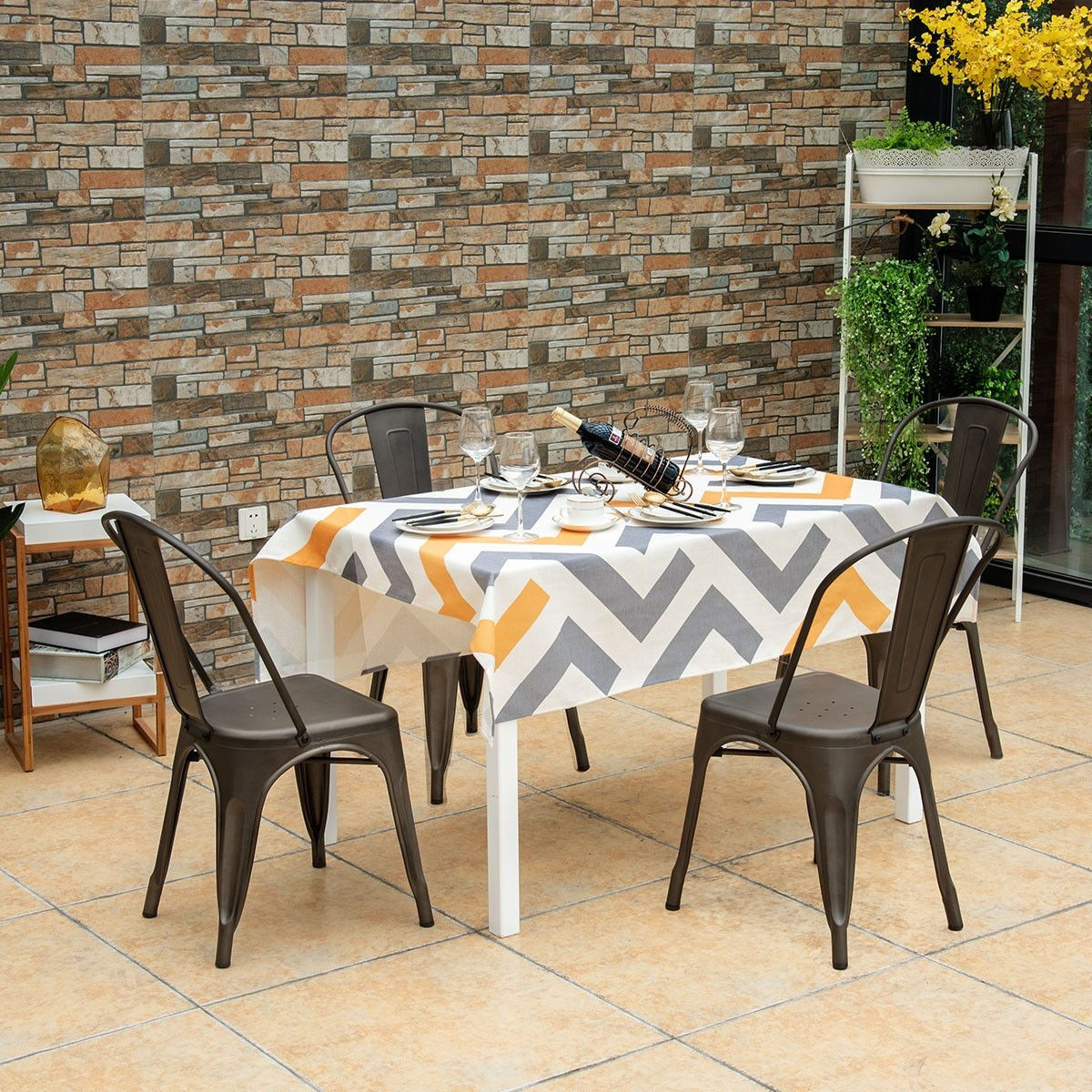 Set of 4 Tolix Style Dining Chair Stackable Bistro Chair-Copper