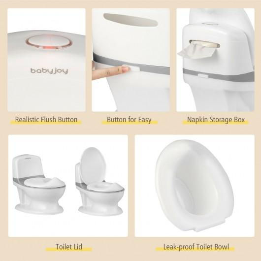 Thumbnail: Kids Realistic Flushing Sound Lighting Potty Training Transition Toilet -Gray