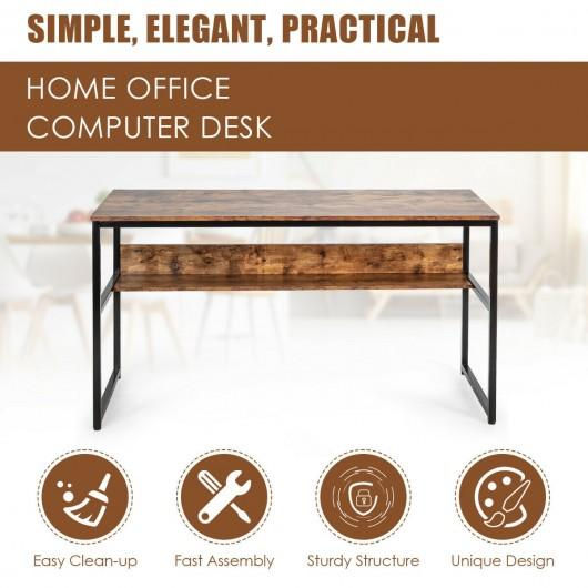 Thumbnail: 55" Computer Desk Writing Table Workstation Home Office w/ Bookshelf-RB