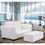 Thumbnail: Soft Kids Double Sofa with Ottoman-White