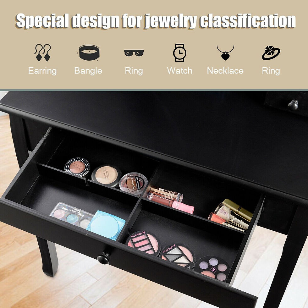 Thumbnail: Square Mirrored Vanity Dressing Table Set with 3 Storage Boxes-Black