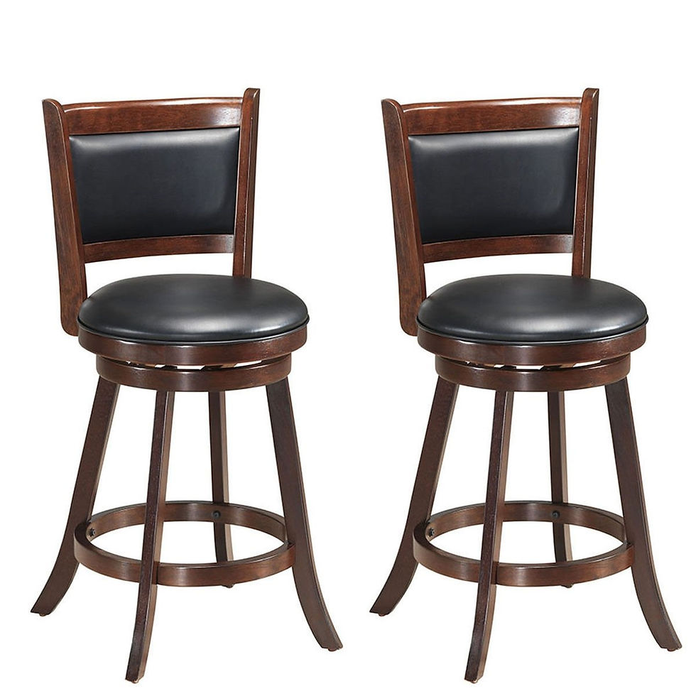 Set of 2 24" Swivel Counter Upholstered Seat Wooden Dining Chairs-24"