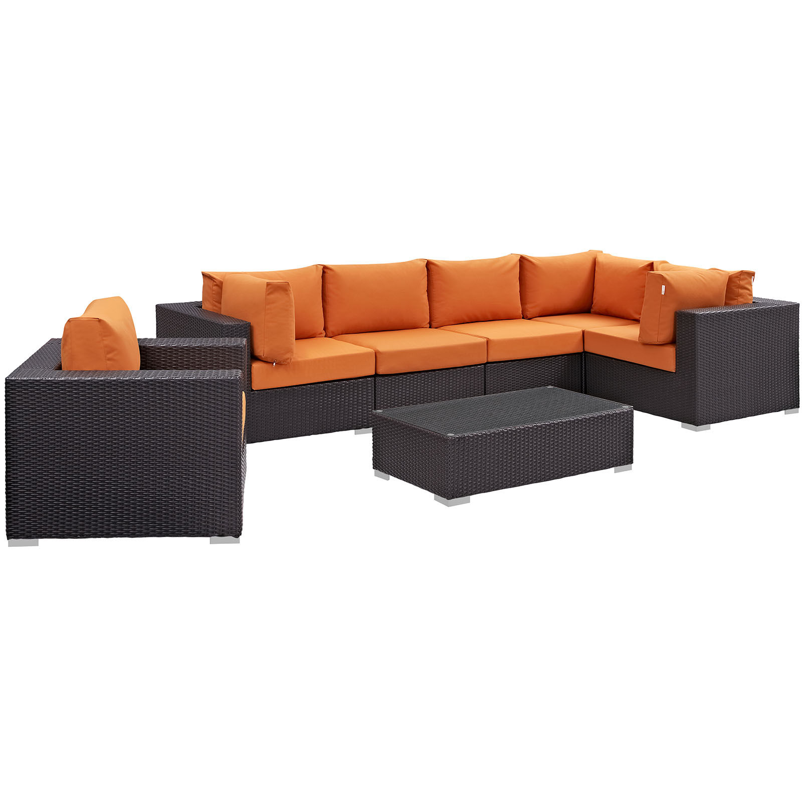 Convene 7 Piece Outdoor Patio Sectional Set EEI-2157-EXP-ORA-SET