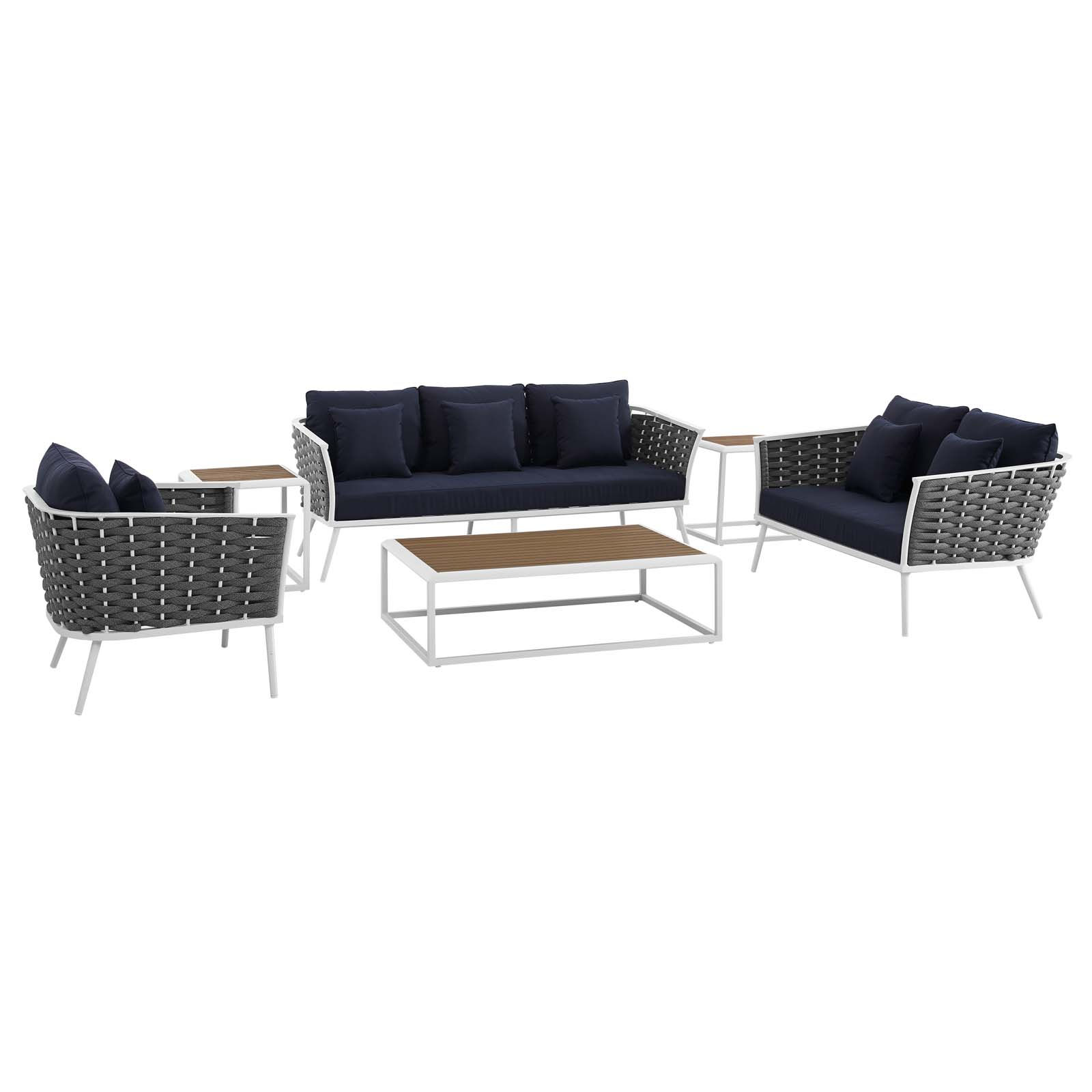 Stance 6 Piece Outdoor Patio Aluminum Sectional Sofa Set