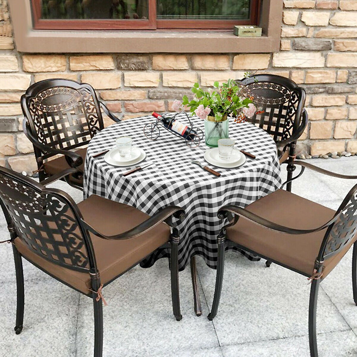 2 Pcs Stain Resistant and Wrinkle Resistant Table Cloth-Black