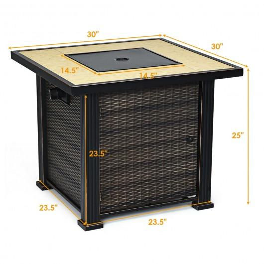 Thumbnail: 30" Square Outdoor Fireplace Propane Gas Fire Pit  Table-Golden