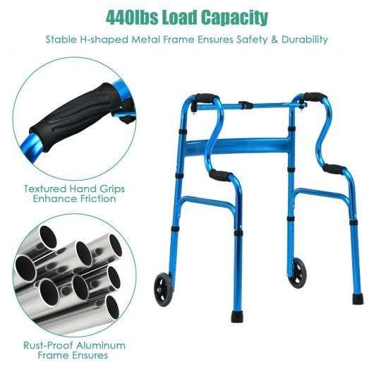 Thumbnail: Aluminum Heavy-Duty Folding Wheeled Stand-Assist Walker-Blue