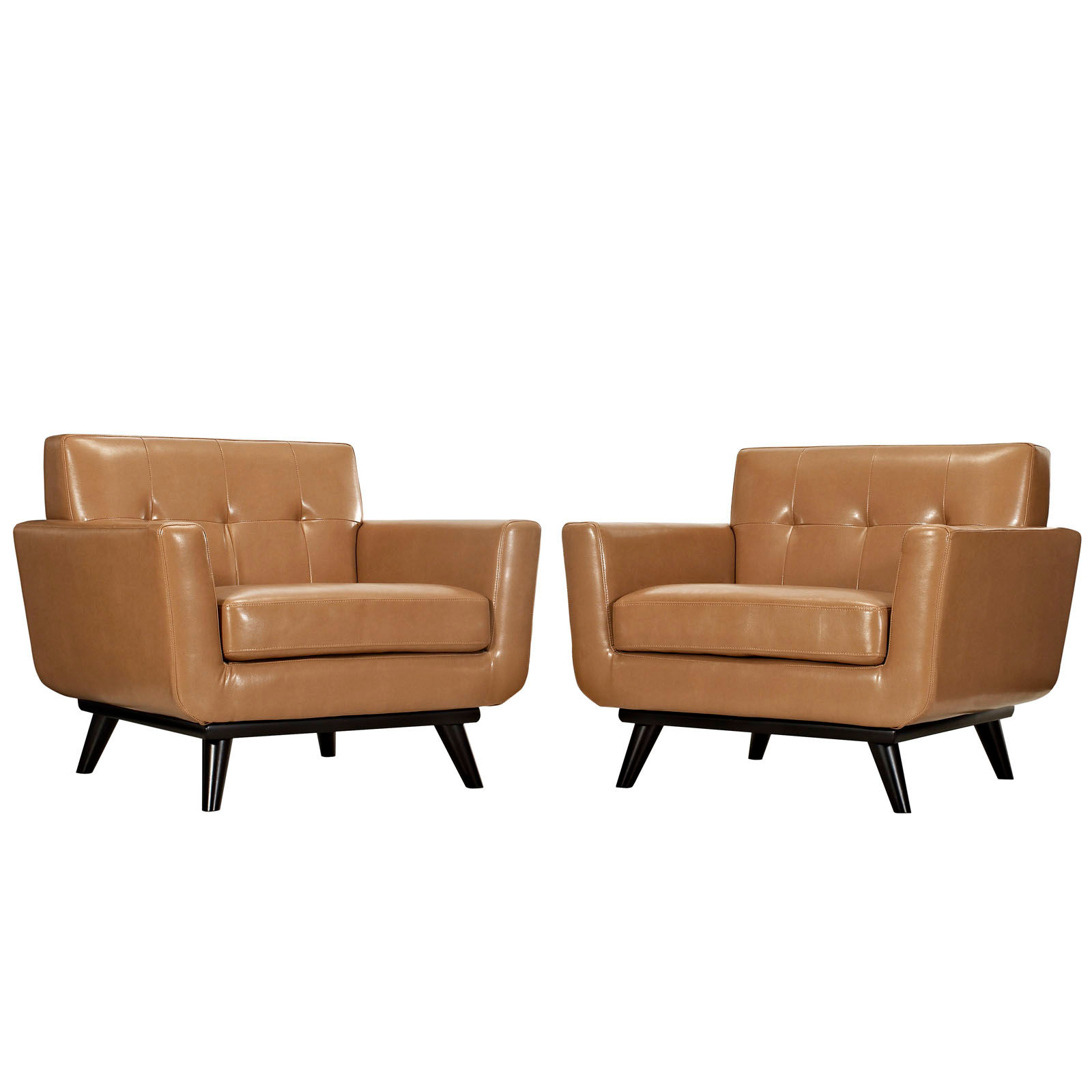 Engage 2 Piece Leather Tan Accent Chairs Set - EEI-1665-TAN-SET