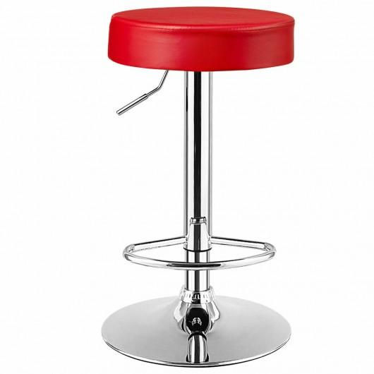 1 PC Round Bar Stool Adjustable Swivel Pub Chair-Red