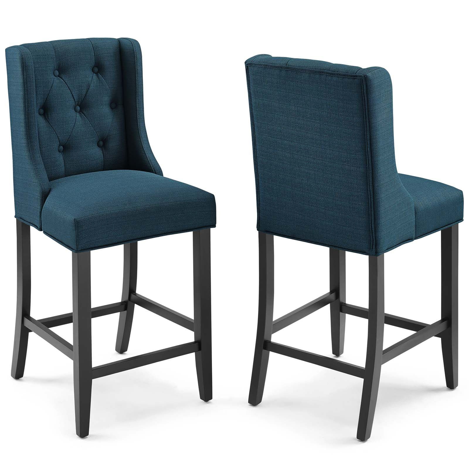 Baronet Counter Bar Stool Upholstered Fabric Set Of 2 EEI-4020-AZU By