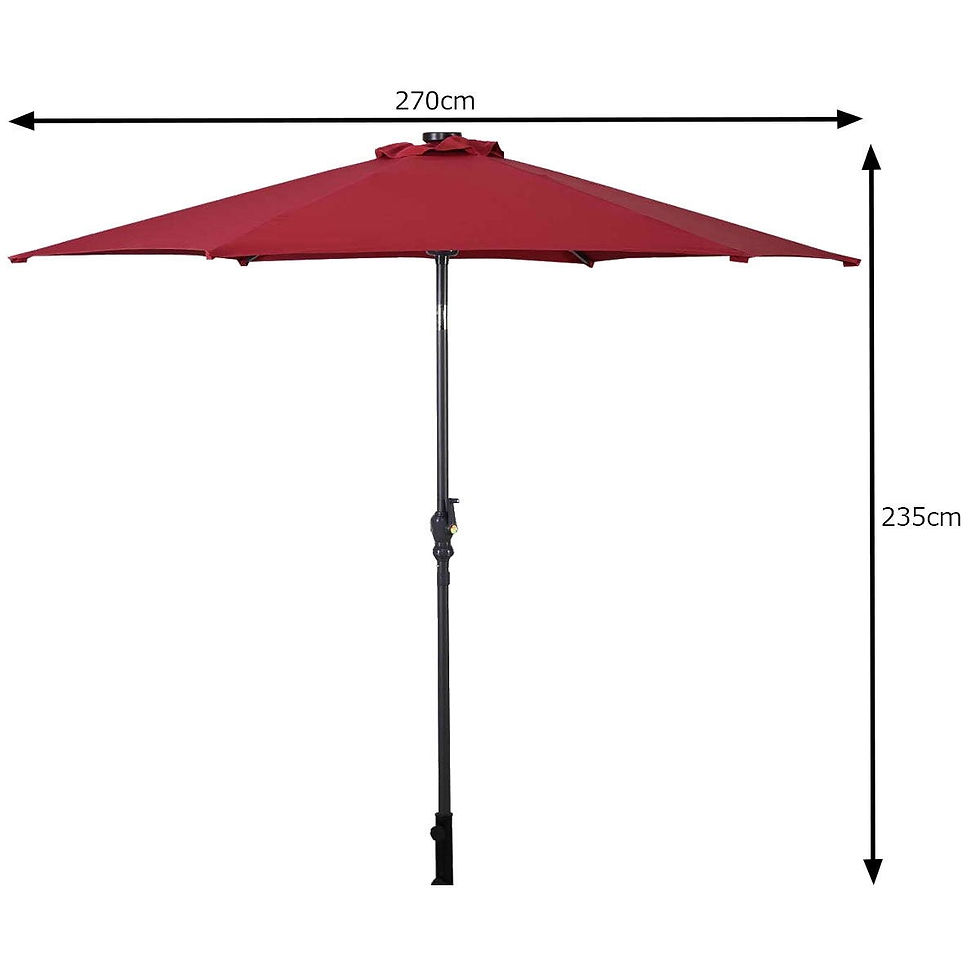 Thumbnail: 9' Patio LED Solar Umbrella with Crank-Orange