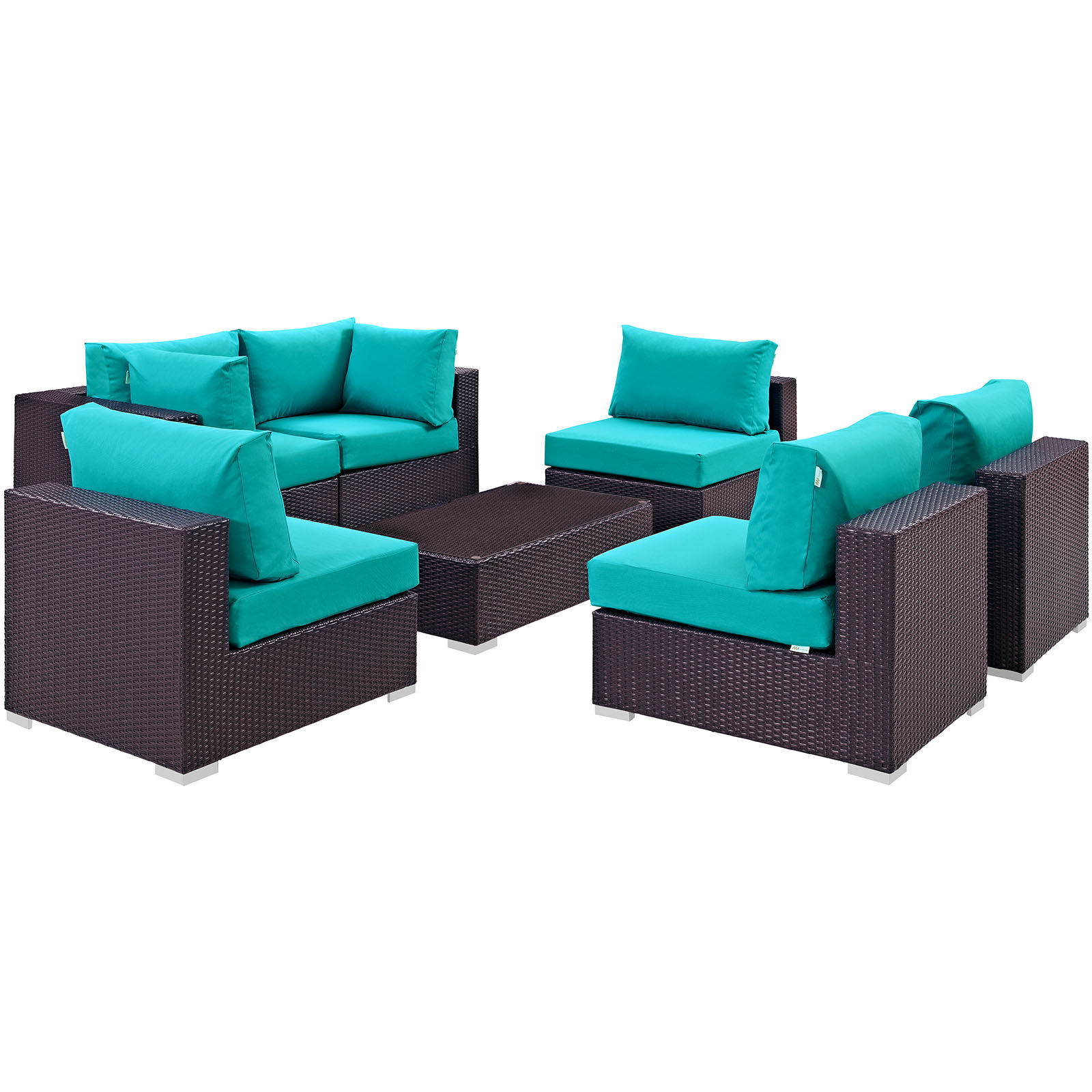 Convene 7 Piece Outdoor Patio Sectional Set EEI-2164-EXP-TRQ-SET