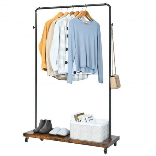 Thumbnail: Industrial Pipe Style Rolling Garment Rack on Wheels