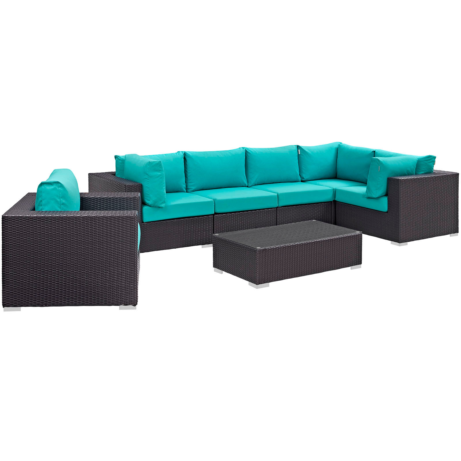 Convene 7 Piece Outdoor Patio Sectional Set EEI-2157-EXP-TRQ-SET