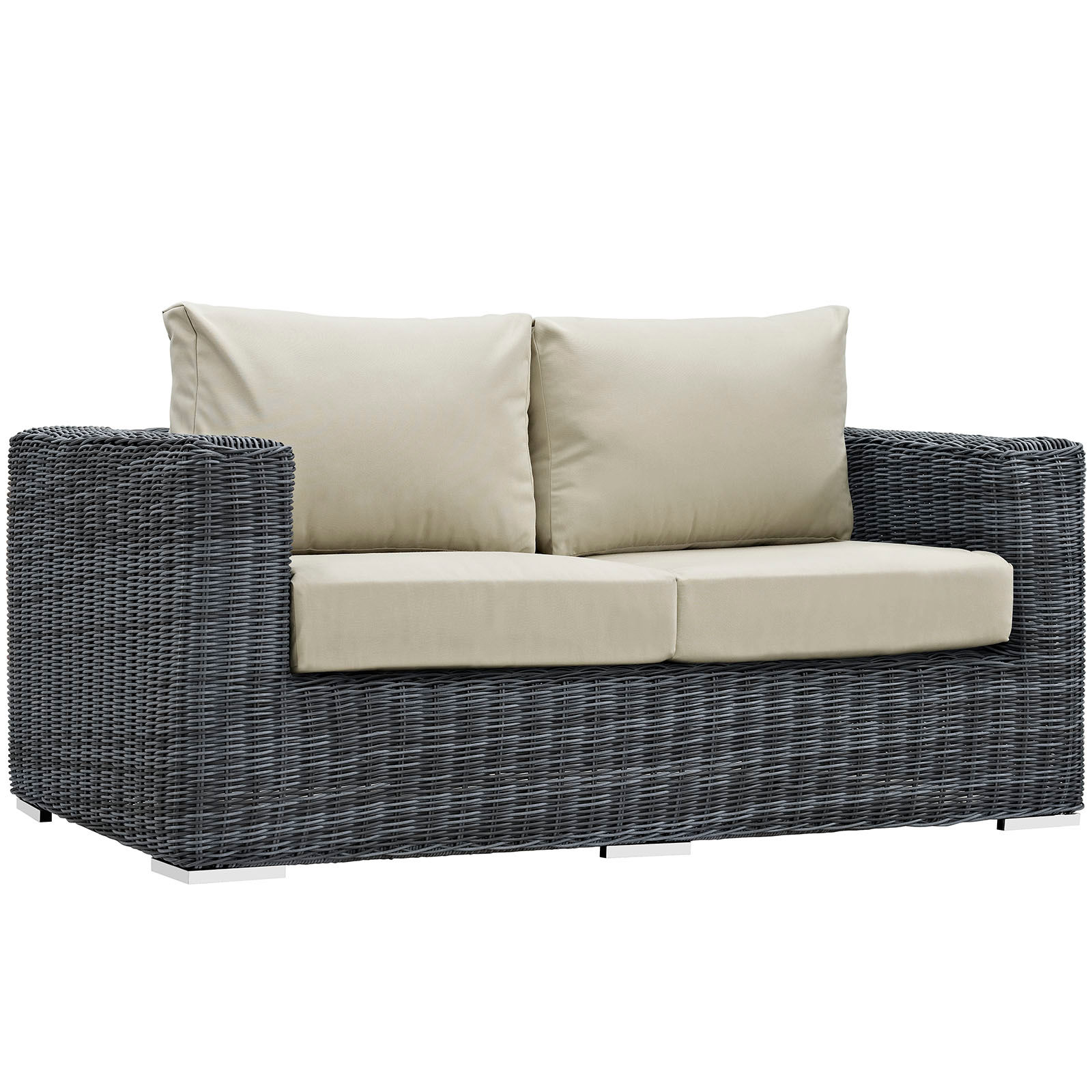 Summon Outdoor Patio Sunbrella Loveseat - Gray/Beige EEI-1865-GRY-BEI