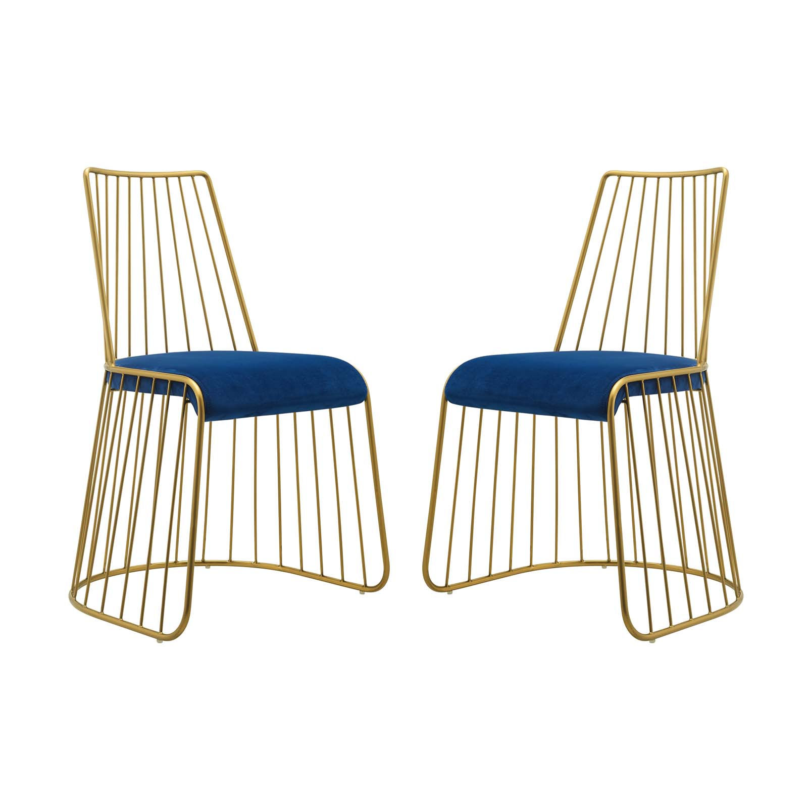 Rivulet Gold Stainless Steel Performance Velvet Dining Chair Set of 2