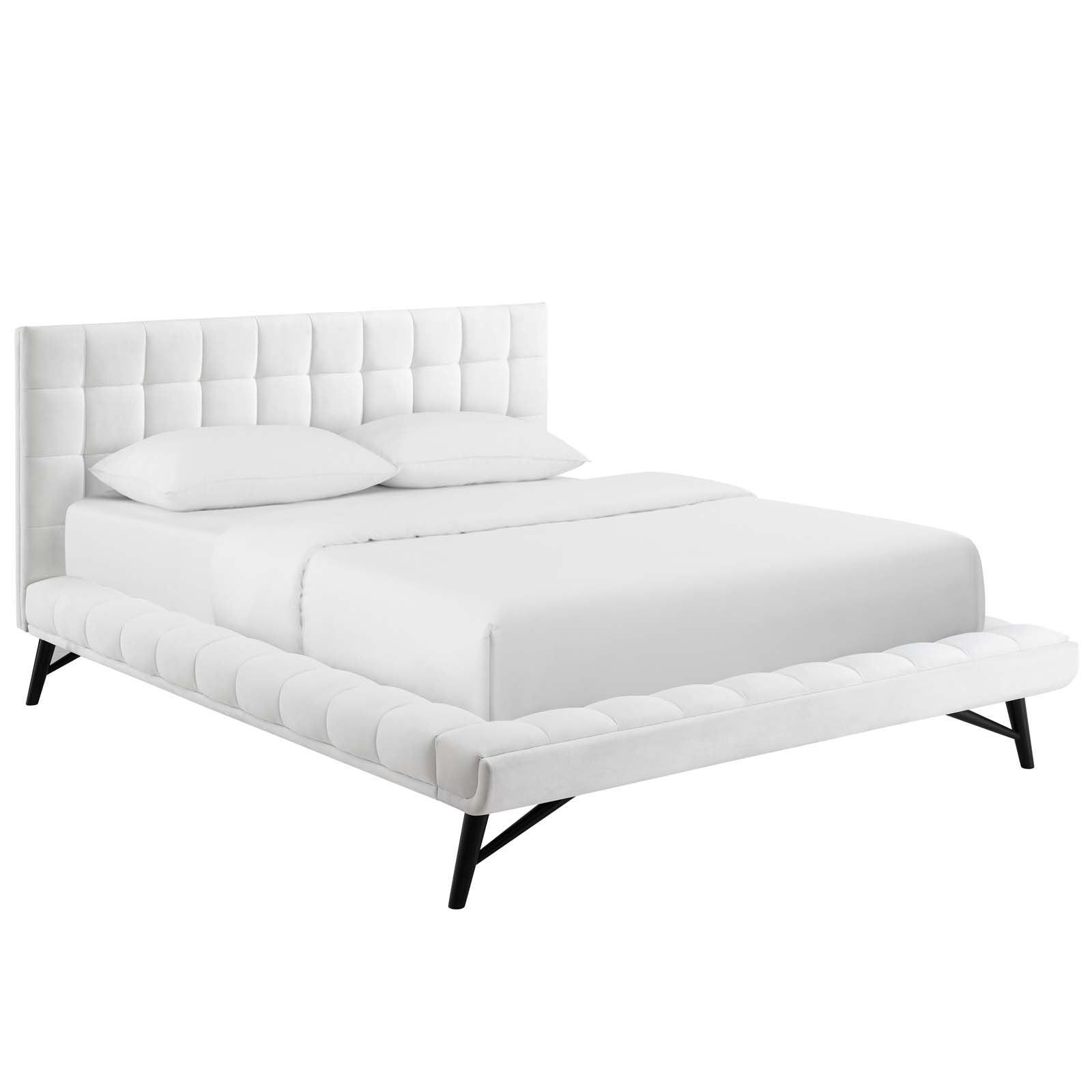 Julia Queen Biscuit Tufted Performance Velvet Platform Bed MOD 6008 WHI