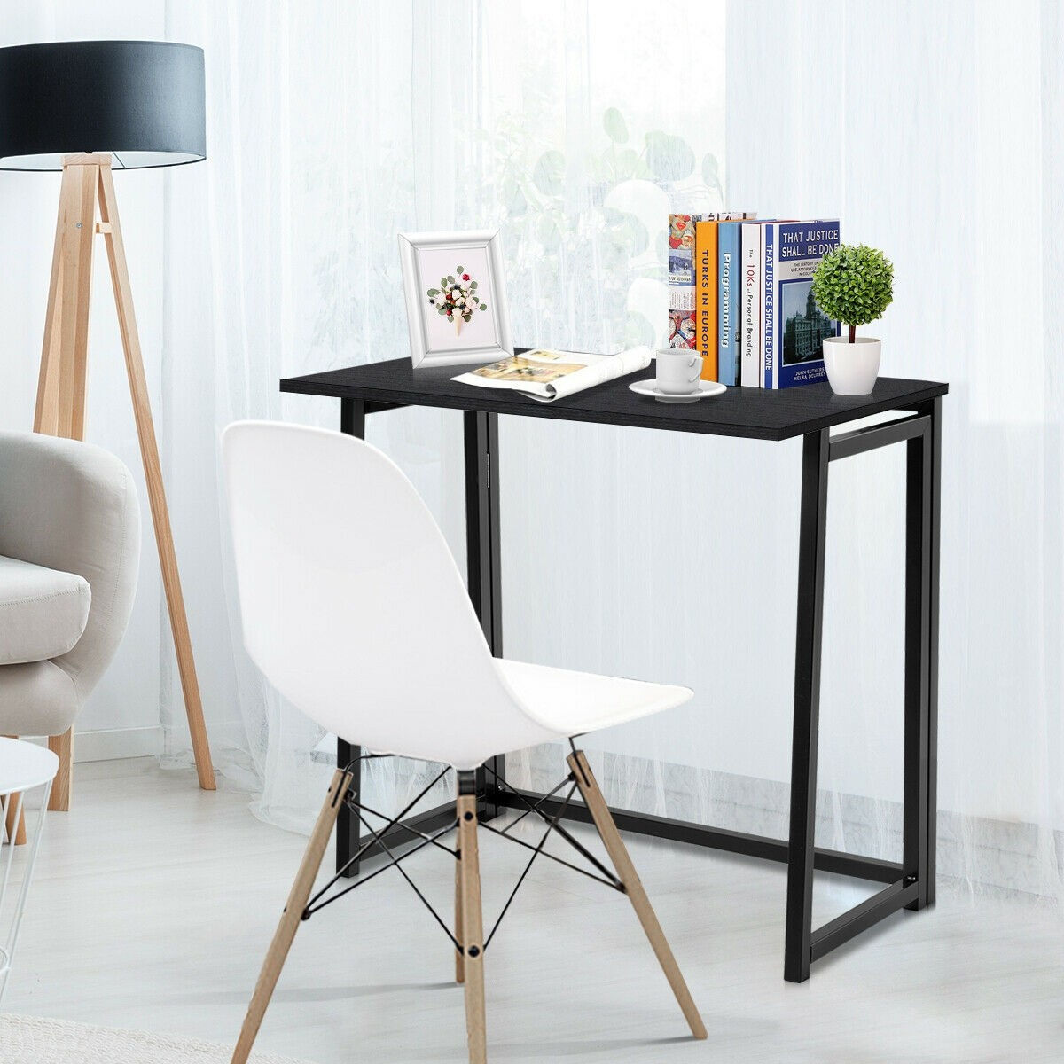 Foldable Home and Office Computer Desk-Black