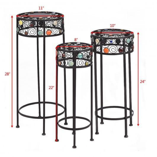 Thumbnail: 3 pcs Round Display Ceramic Beads Metal Plant Stand