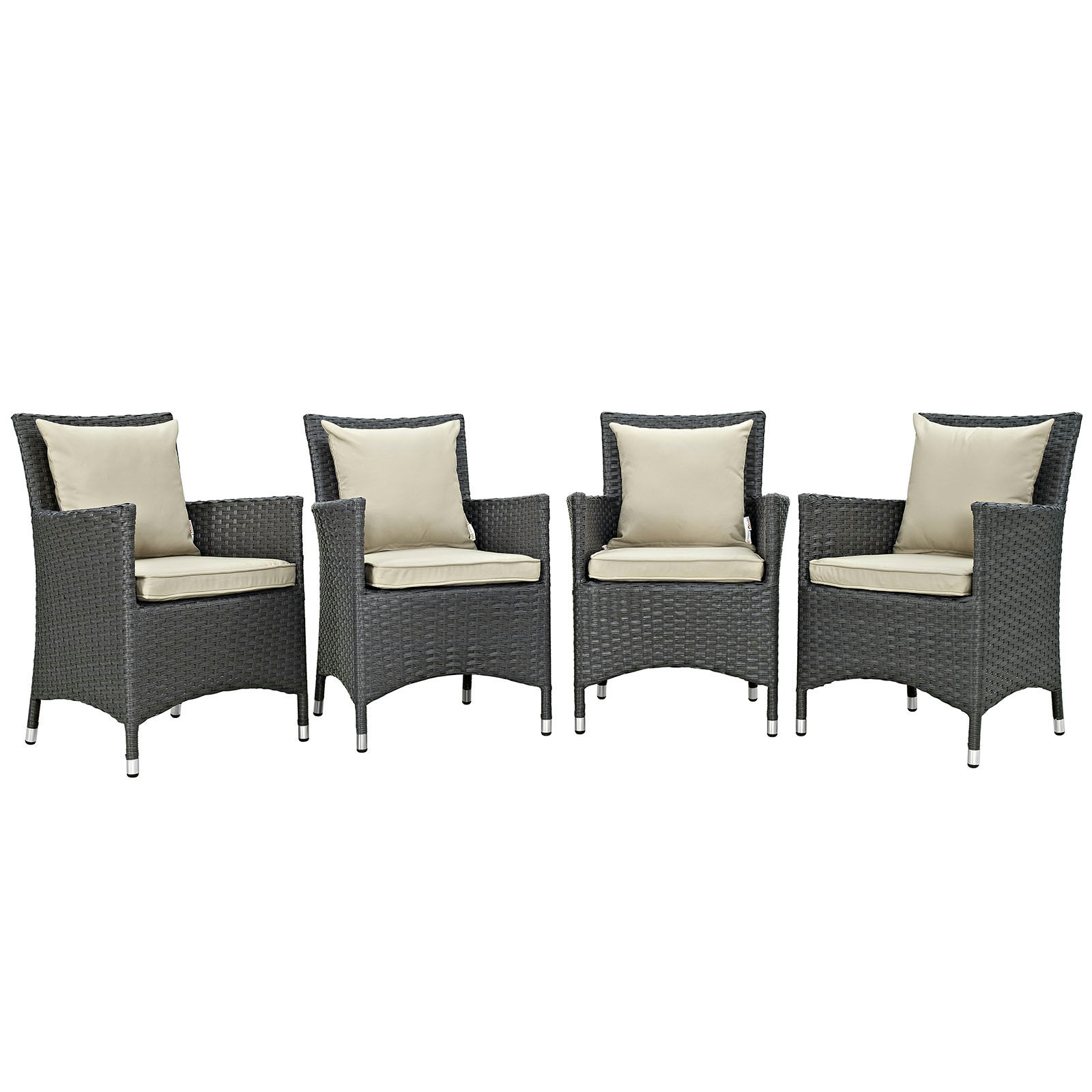 Sojourn 4 Piece Patio Sunbrella Dining Chairs EEI-2243-CHC-BEI-SET