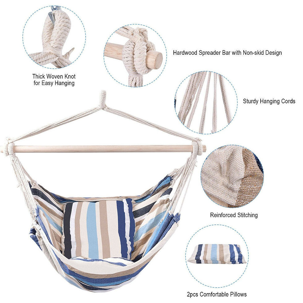 Thumbnail: 4 Color Deluxe Hammock Rope Chair Porch Yard Tree Hanging Air Swing Outdoor-LB