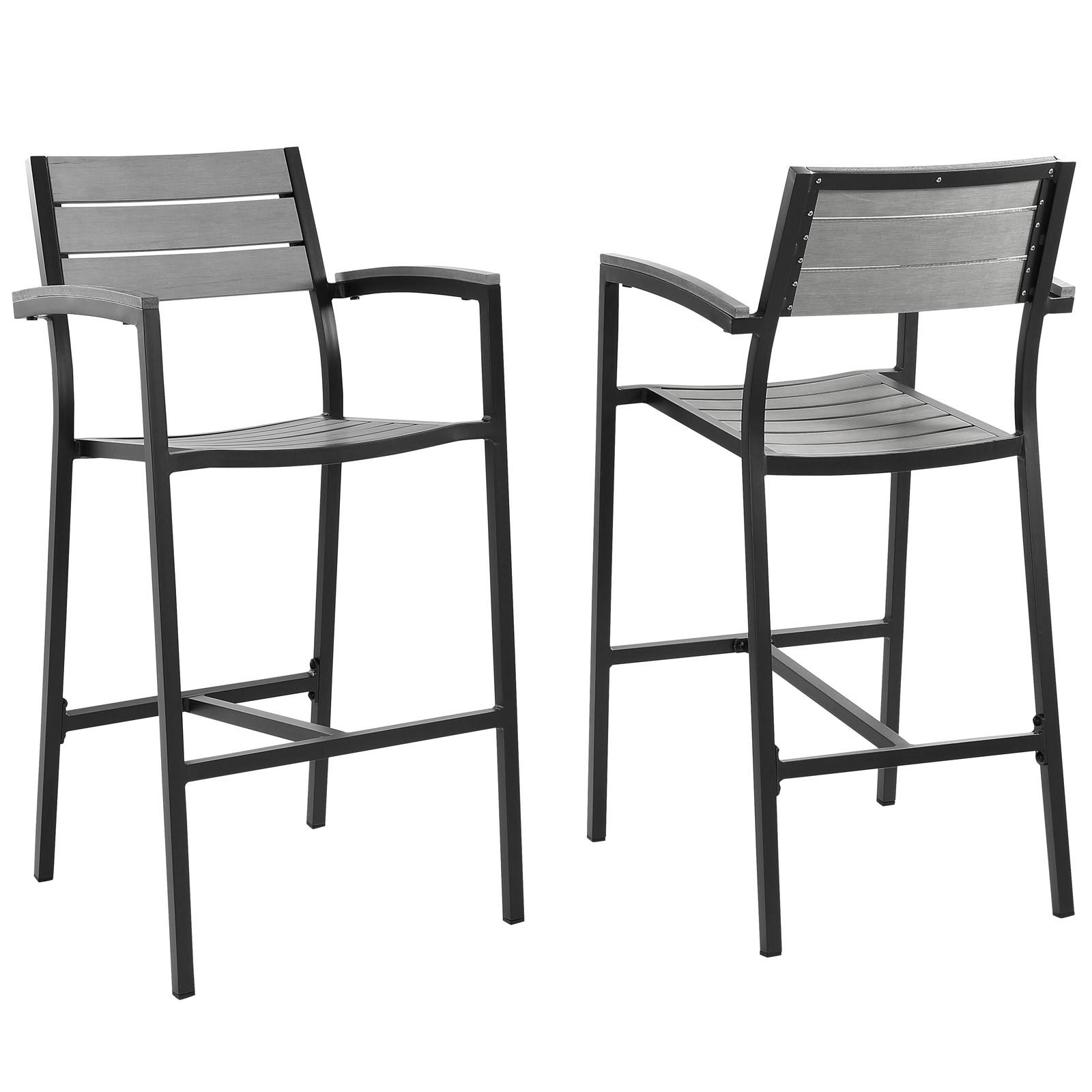 Maine Patio Bar Stools - Set Of 2 Brown/Gray EEI-1740-BRN-GRY-SET