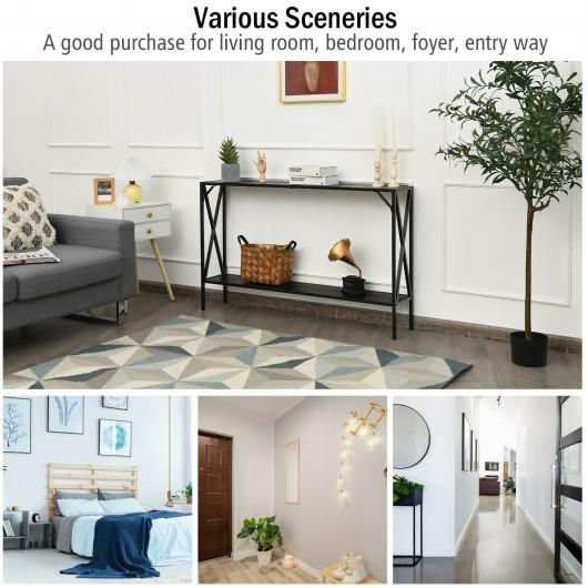 Thumbnail: 2 Tier Narrow Accent Side Entryway Metal Frame Console Table -Coffee